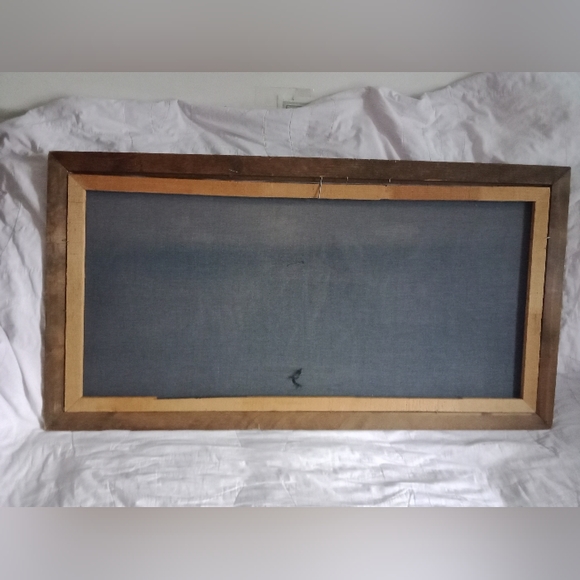 Mid Century Modern Velvet Hunting Hound Dogs Painting Signed - Picture 6 of 11